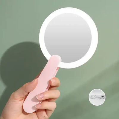 Hand held Flip Mirror with Light Pink