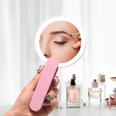 Hand held Flip Mirror with Light Pink