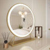 Round gold mirror with led lights