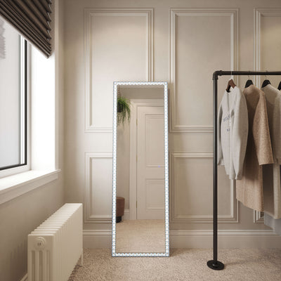 leaning full length mirror with lights