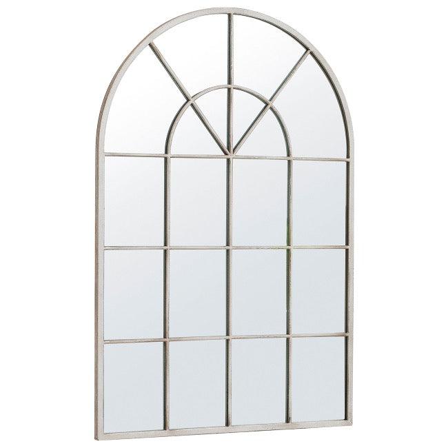 cream arch decorative window mirror