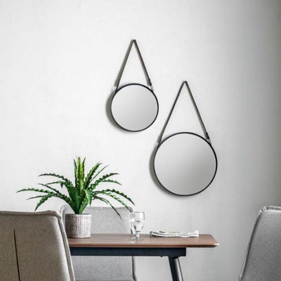 Metal Framed Marston Hanging Mirrors (Black-Set of 2)