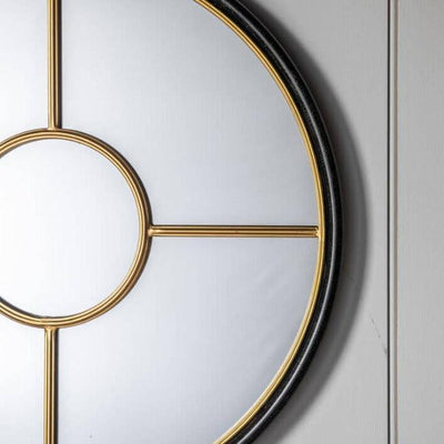 Coco Black & Gold Large Round window Mirror