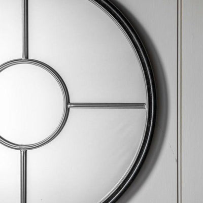 Coco Black & Silver Large Round Window Mirror