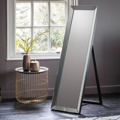 Angled Luna Mirror-Cheval Silver