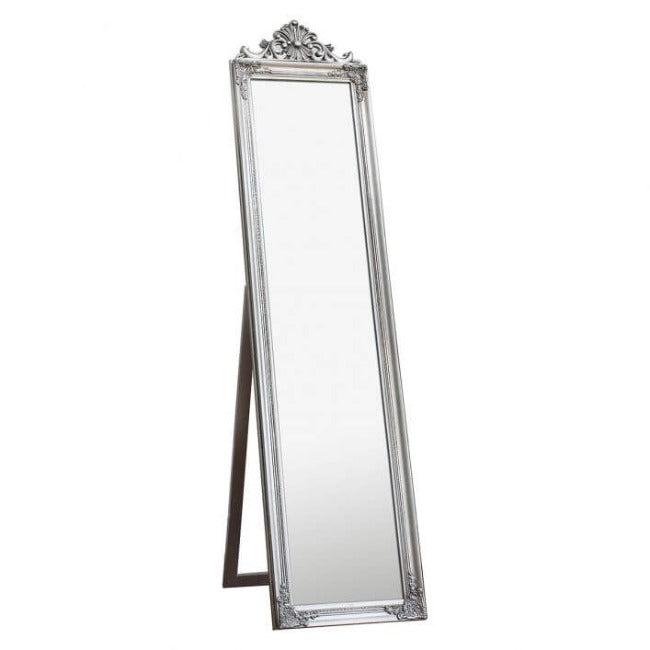 Wooden Cheval Floor Mirror-Silver