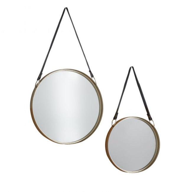 Metal Framed Marston Hanging Mirrors (Gold-Set of 2)