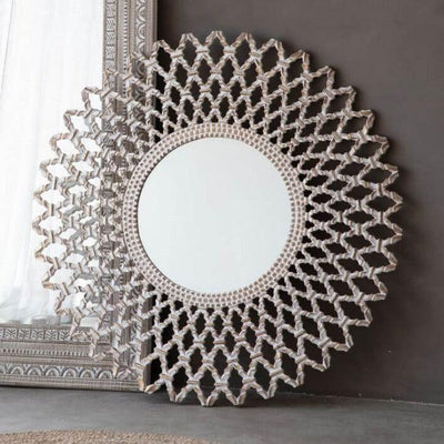 Latticework Round Mirror