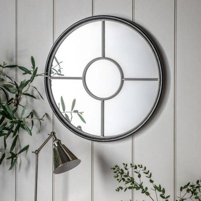 Coco Black & Silver Large Round Window Mirror