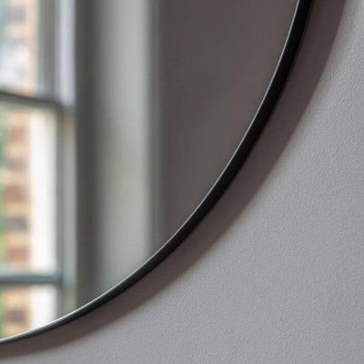 Scandi Large Round Mirror Black 80cm